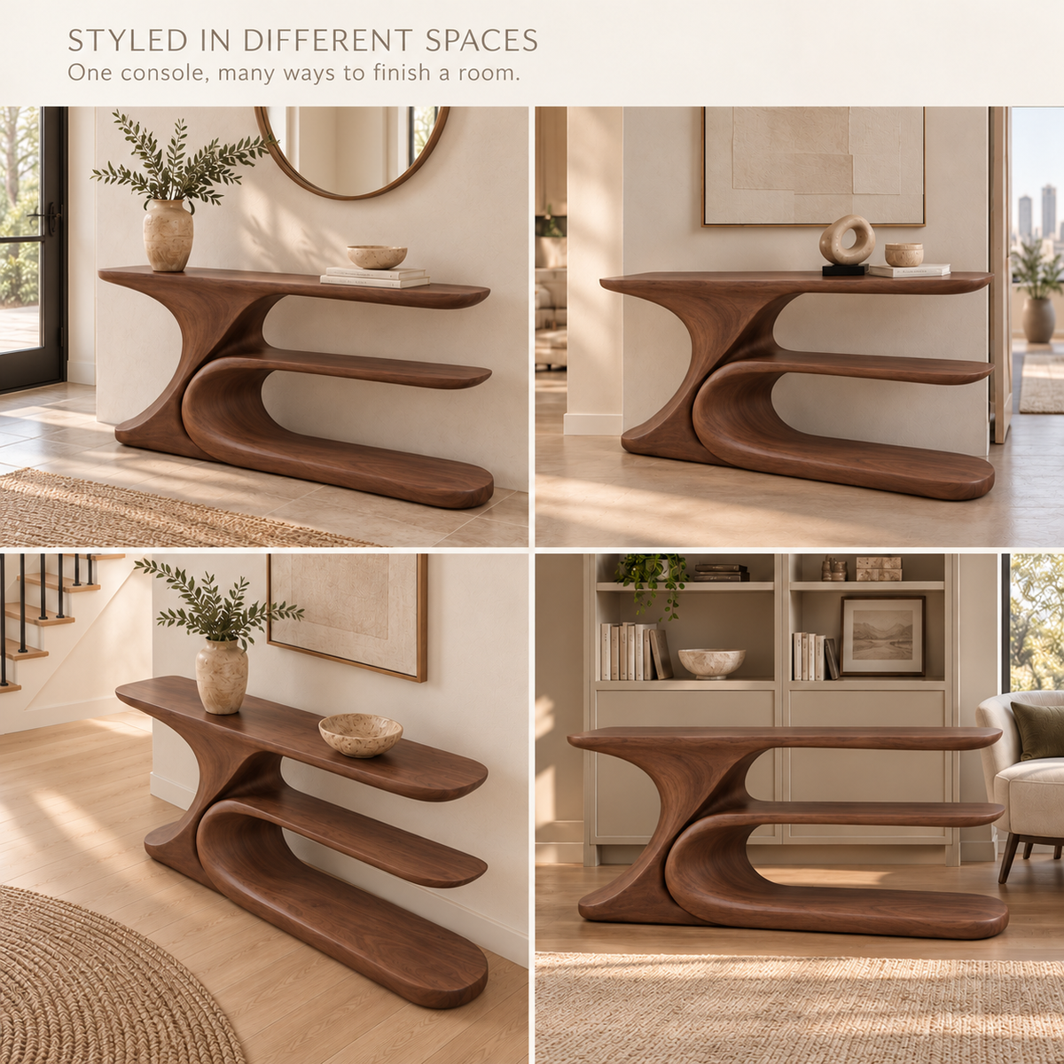 Kaia Sculptural Solid Wood Console Table - Design 655 - product detail 9