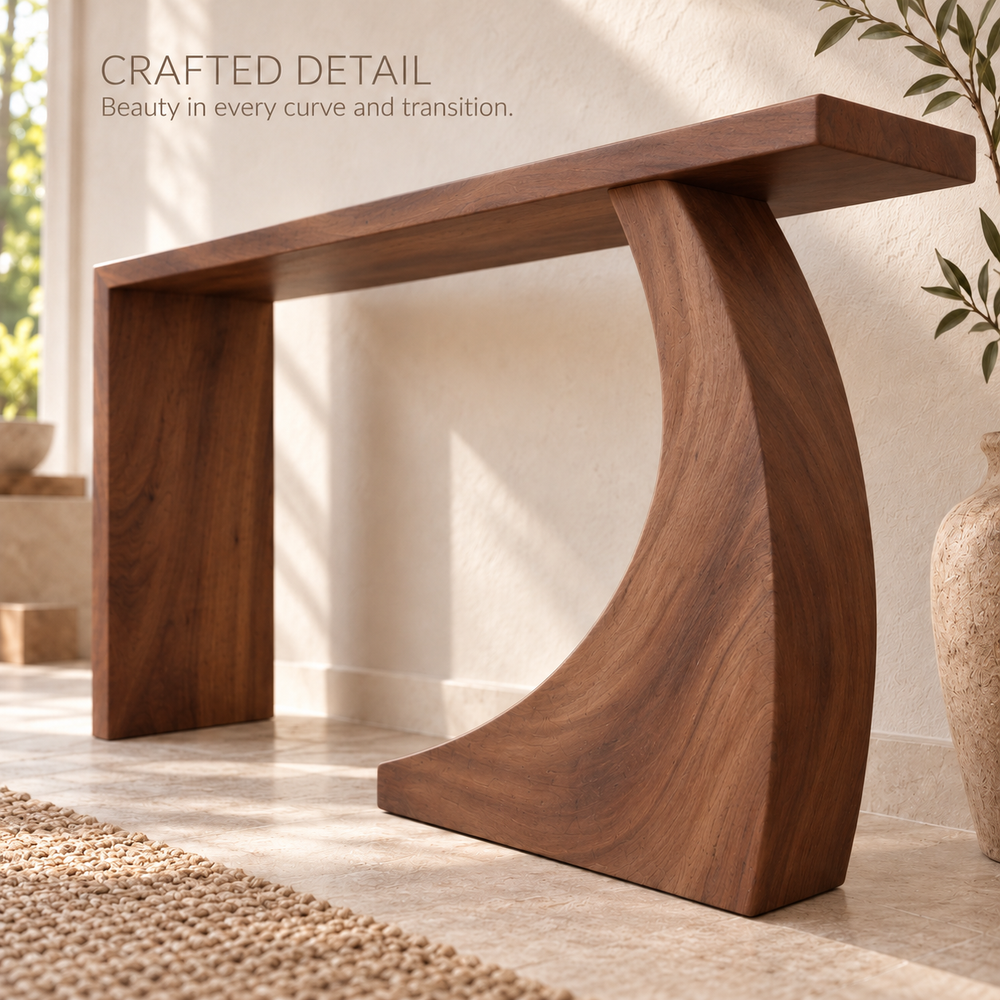 Remy Sculptural Solid Wood Console Table - Design 656 - product detail 5