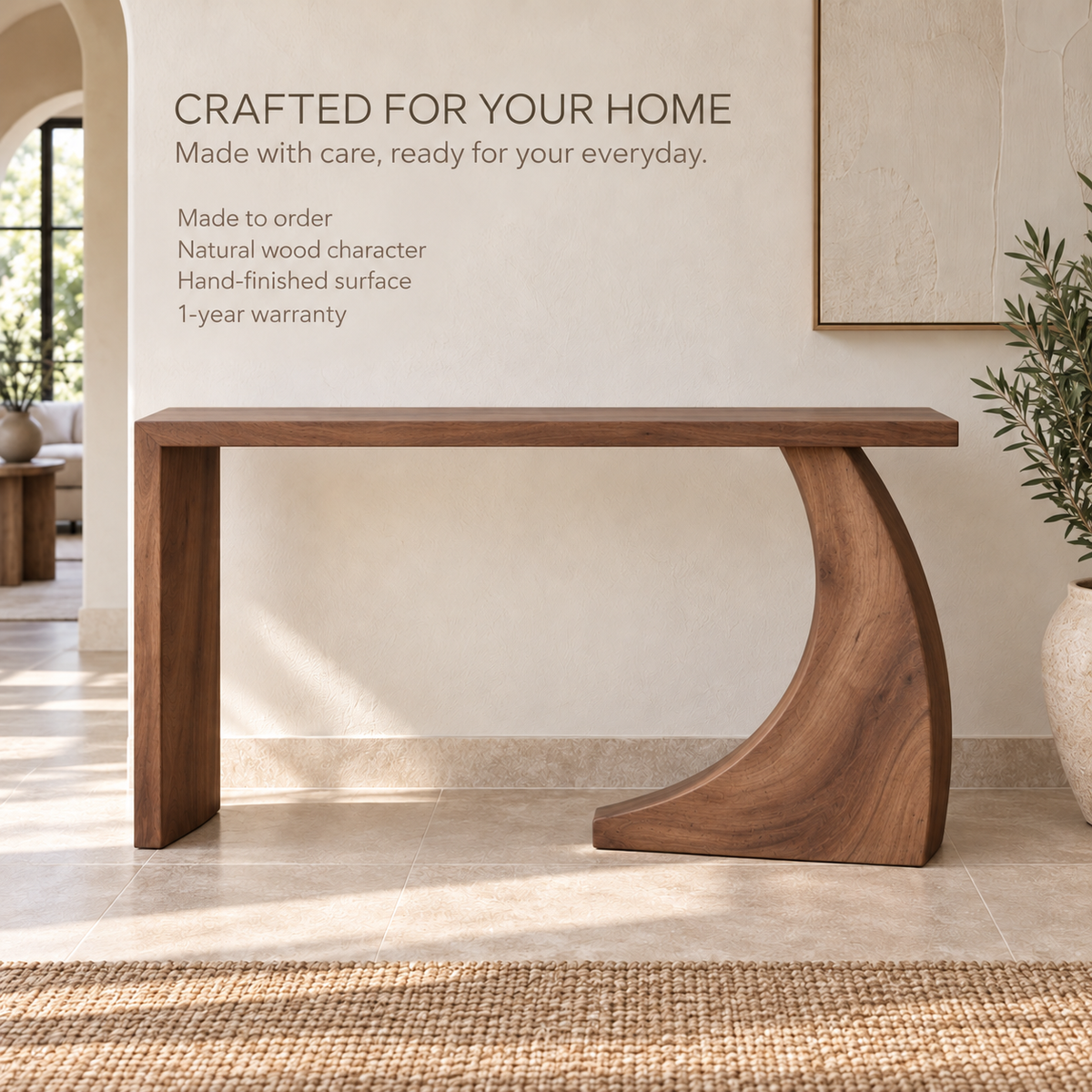 Remy Sculptural Solid Wood Console Table - Design 656 - product detail 8