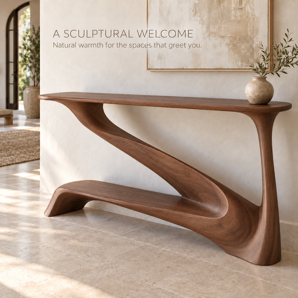 Brisa Sculptural Solid Wood Console Table - Design 657 - product detail 1