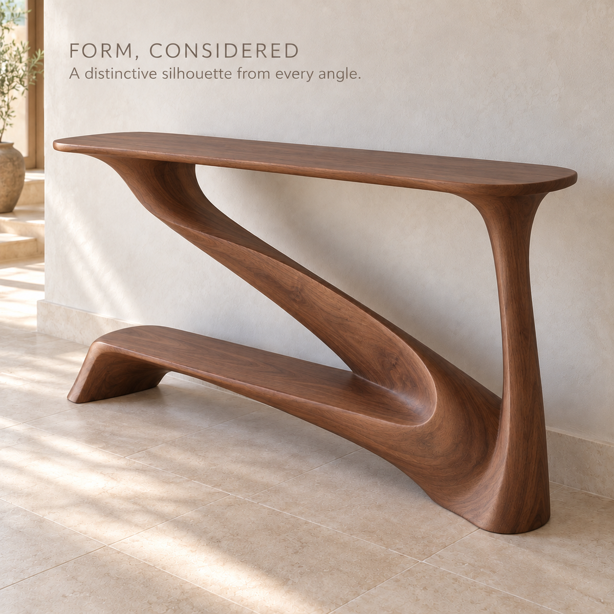 Brisa Sculptural Solid Wood Console Table - Design 657 - product detail 2