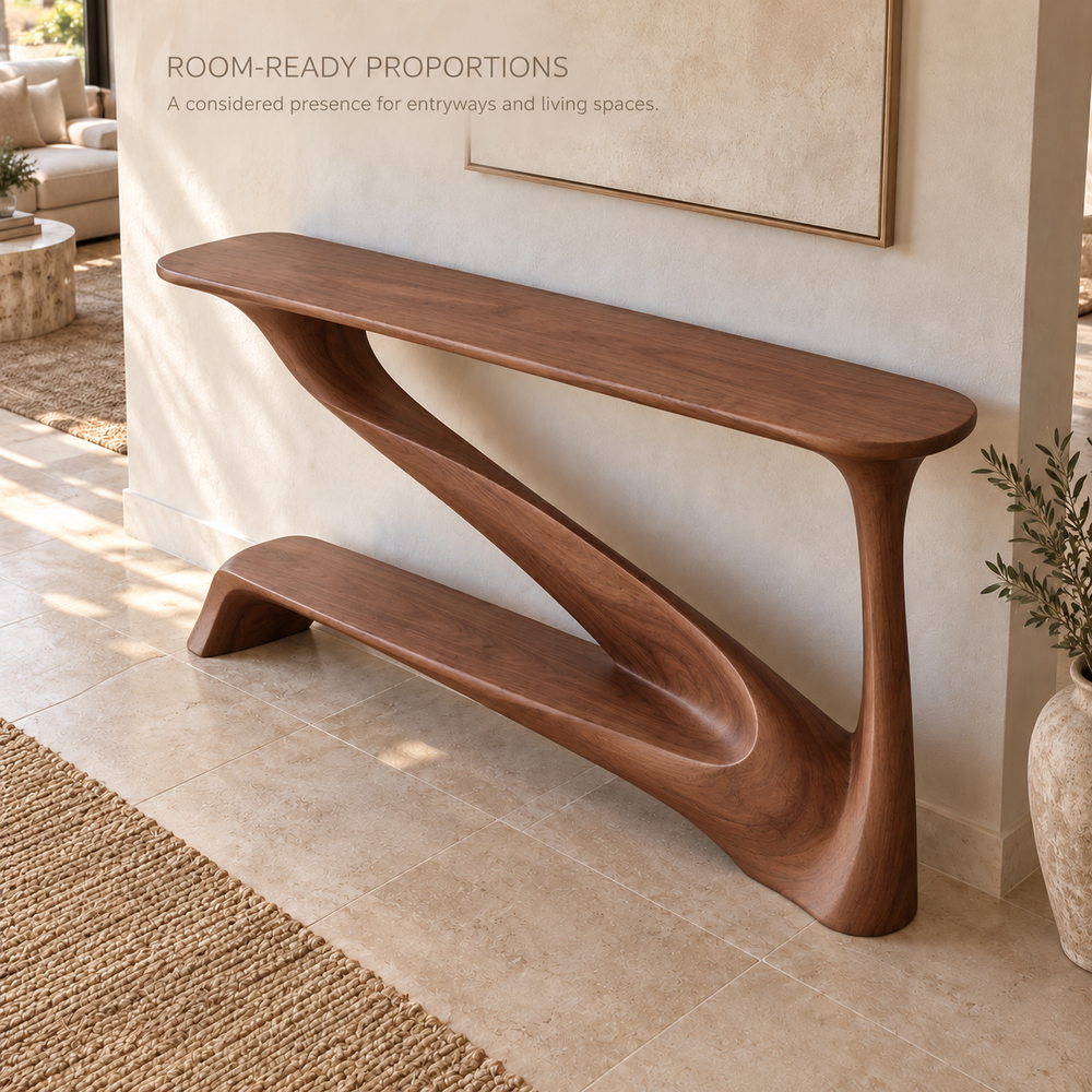 Brisa Sculptural Solid Wood Console Table - Design 657 - product detail 3