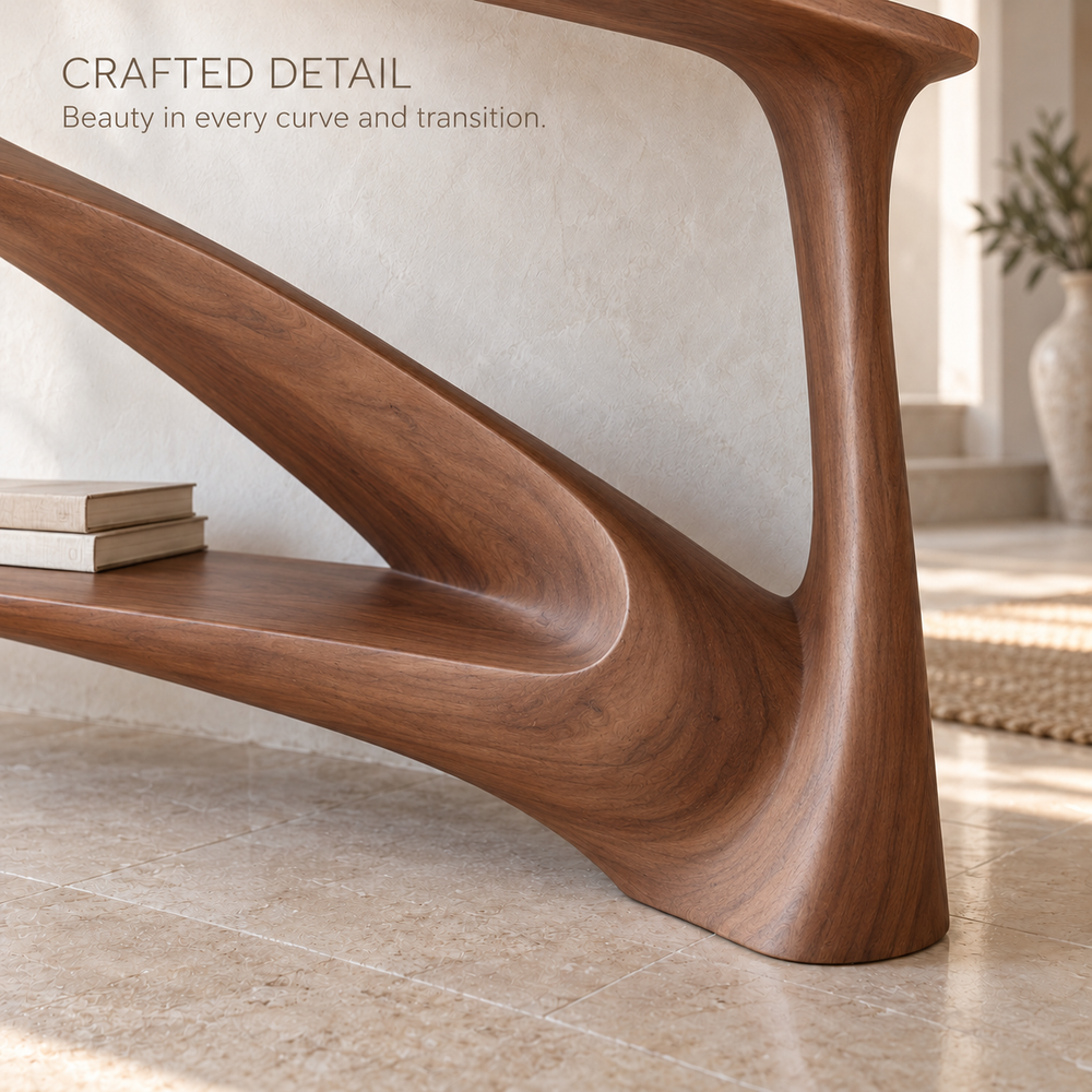 Brisa Sculptural Solid Wood Console Table - Design 657 - product detail 5
