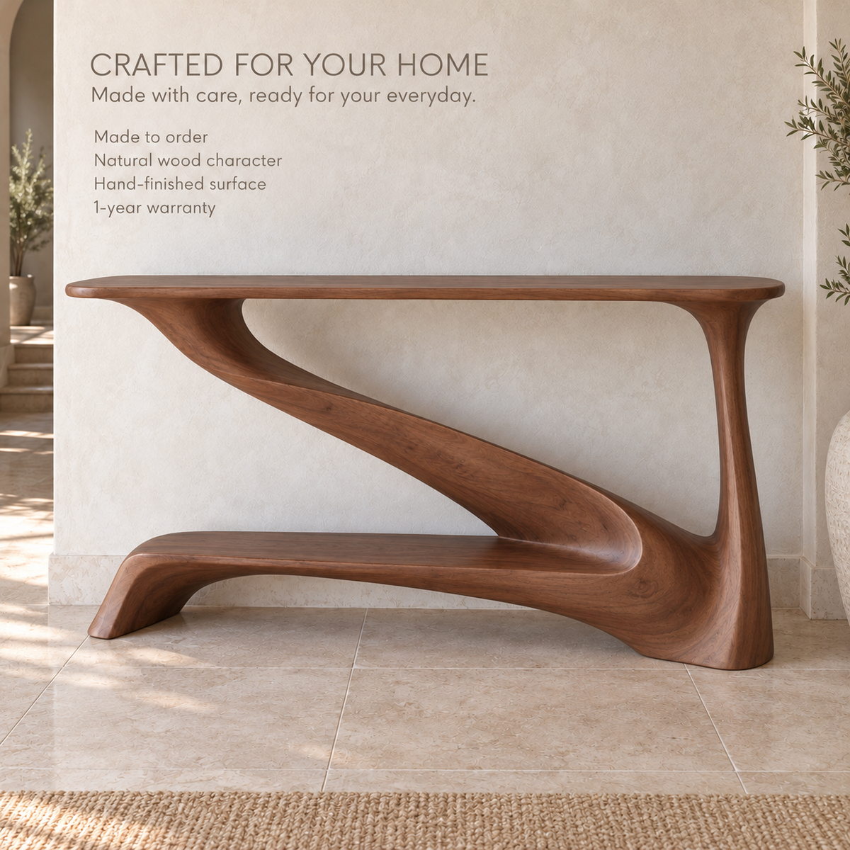 Brisa Sculptural Solid Wood Console Table - Design 657 - product detail 8