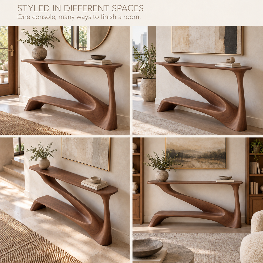 Brisa Sculptural Solid Wood Console Table - Design 657 - product detail 9