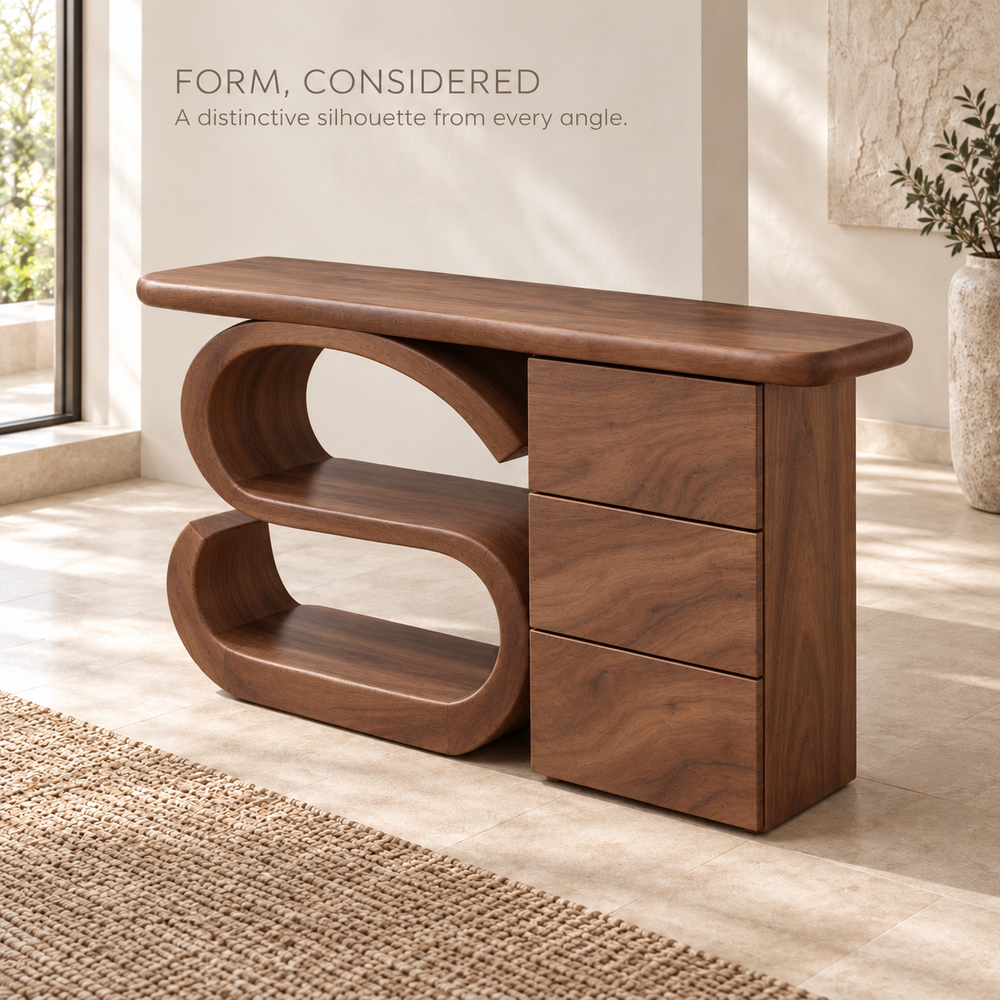 Maren Sculptural Solid Wood Console Table - Design 658 - product detail 2