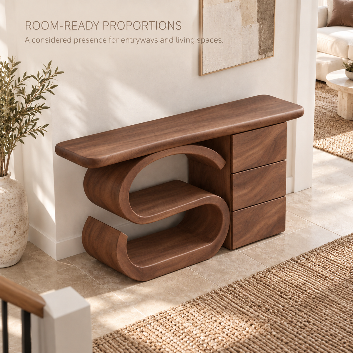 Maren Sculptural Solid Wood Console Table - Design 658 - product detail 3