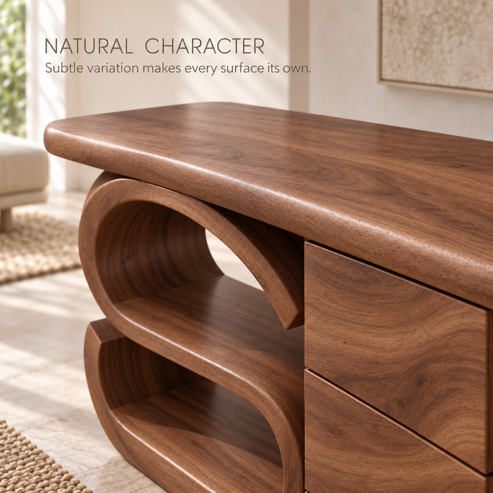 Maren Sculptural Solid Wood Console Table - Design 658 - product detail 4