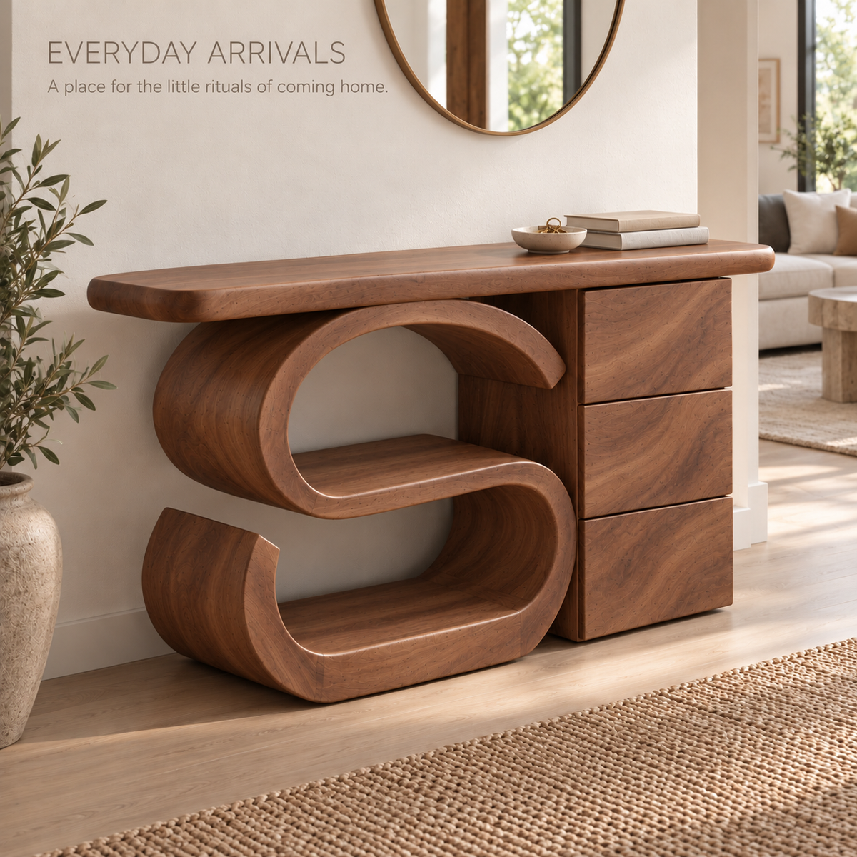 Maren Sculptural Solid Wood Console Table - Design 658 - product detail 6
