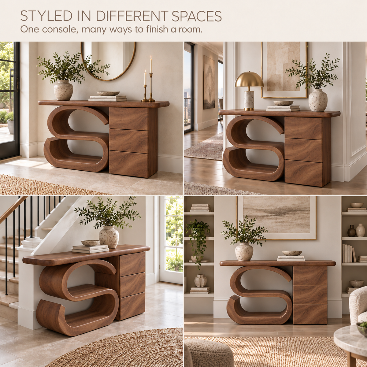 Maren Sculptural Solid Wood Console Table - Design 658 - product detail 9