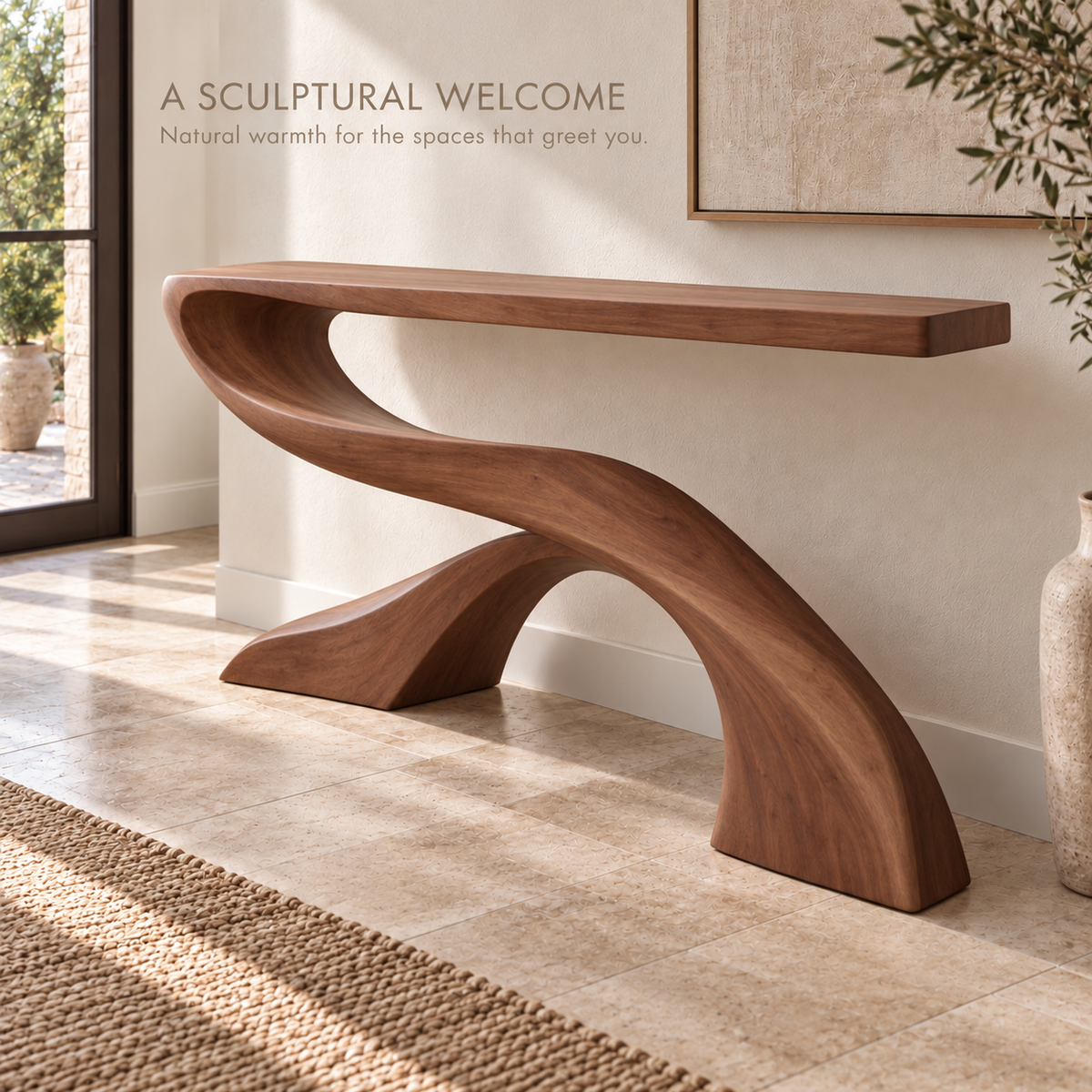 Solene Sculptural Solid Wood Console Table - Design 659 - product detail 1
