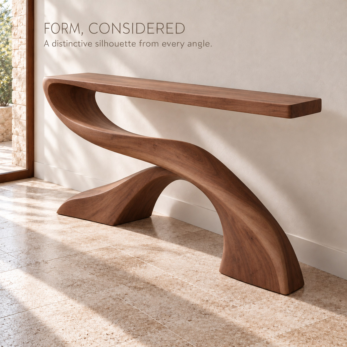 Solene Sculptural Solid Wood Console Table - Design 659 - product detail 2