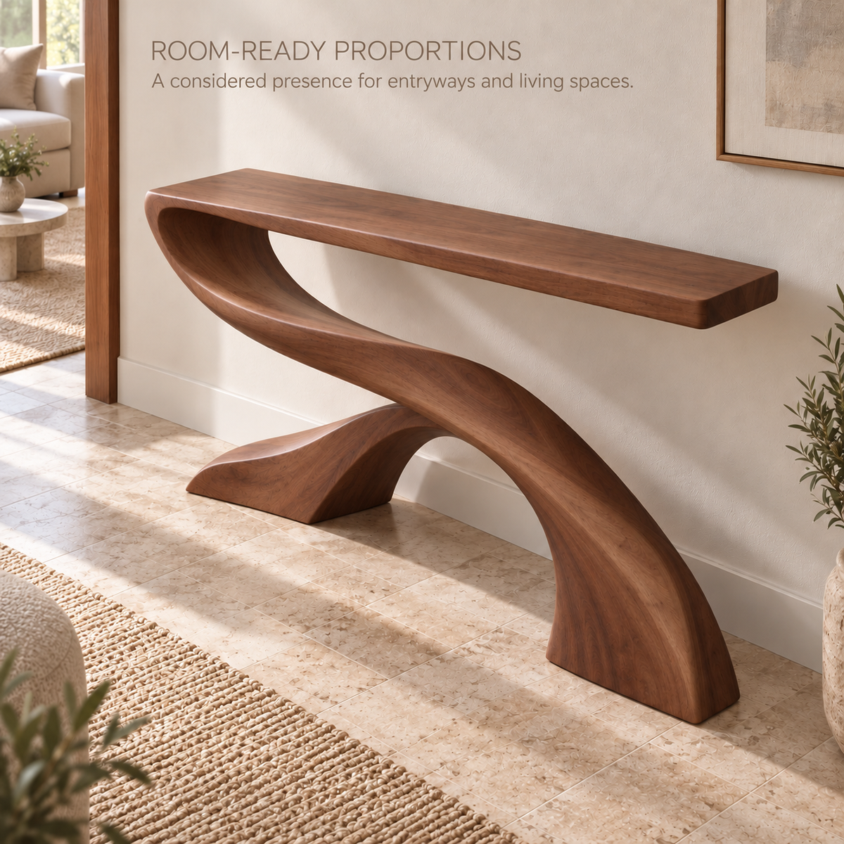 Solene Sculptural Solid Wood Console Table - Design 659 - product detail 3