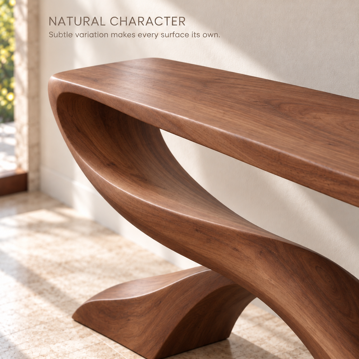 Solene Sculptural Solid Wood Console Table - Design 659 - product detail 4