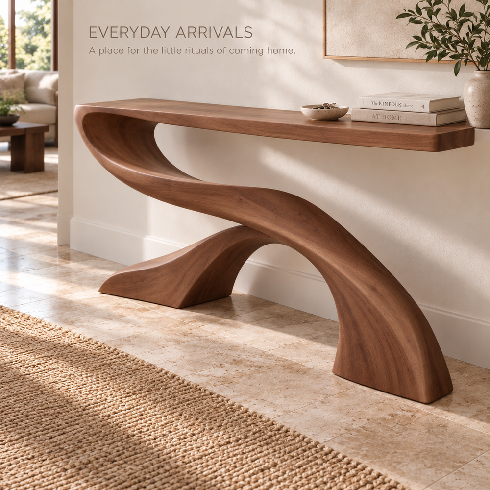 Solene Sculptural Solid Wood Console Table - Design 659 - product detail 6