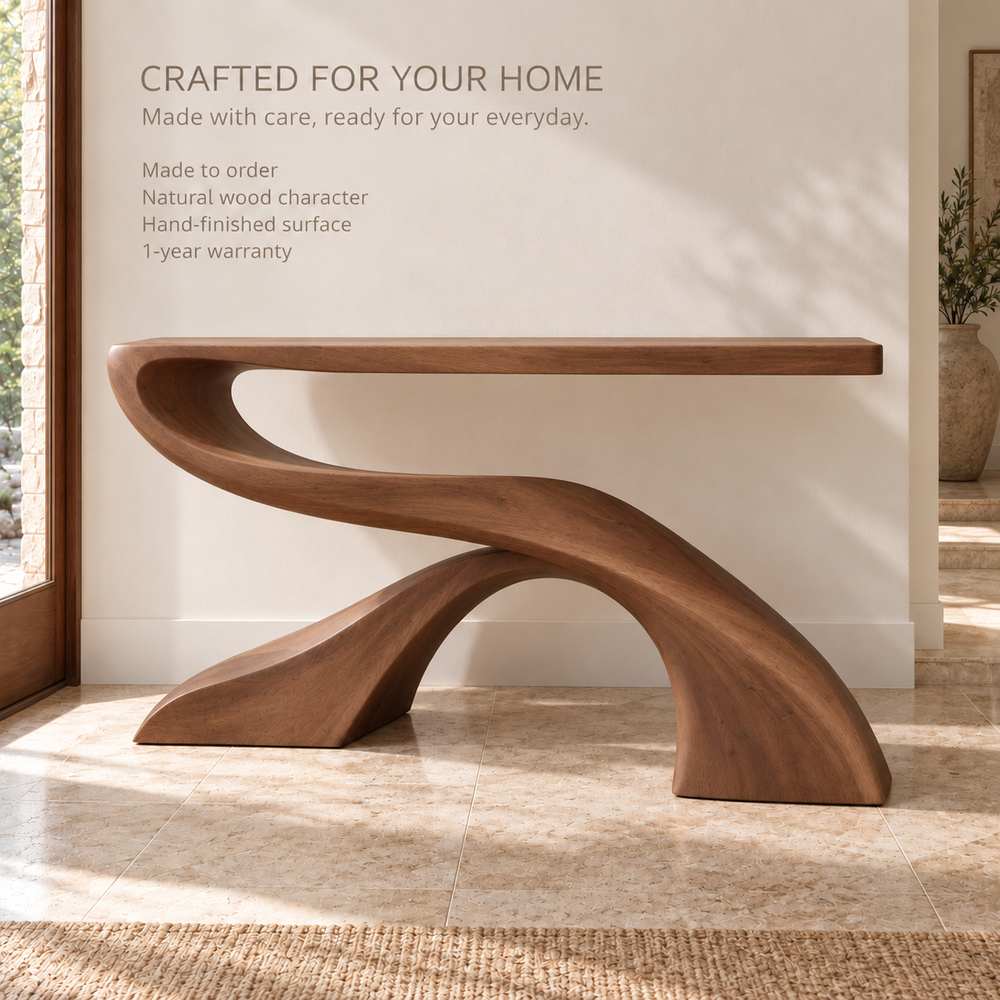 Solene Sculptural Solid Wood Console Table - Design 659 - product detail 8