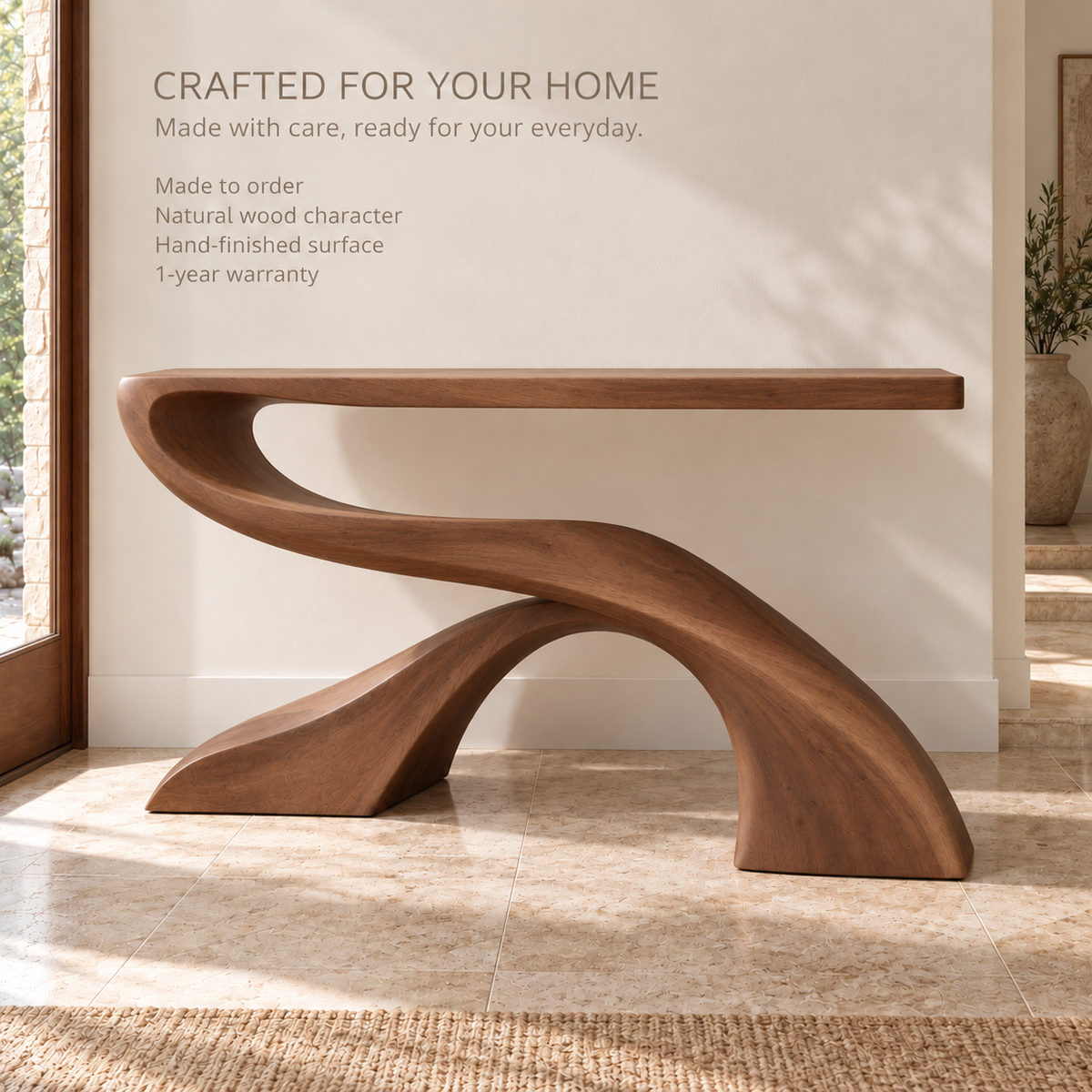 Solene Sculptural Solid Wood Console Table - Design 659 - product detail 8