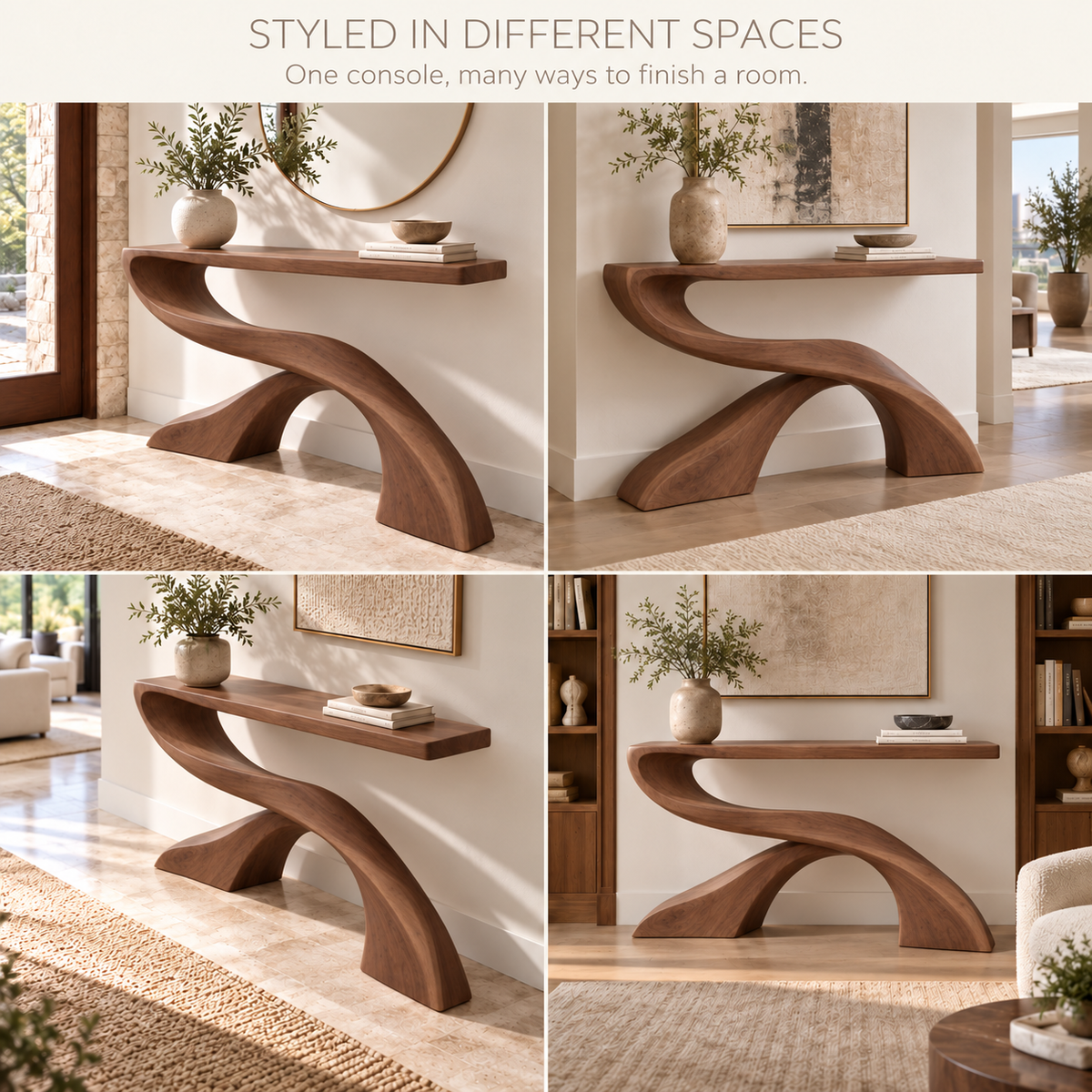 Solene Sculptural Solid Wood Console Table - Design 659 - product detail 9
