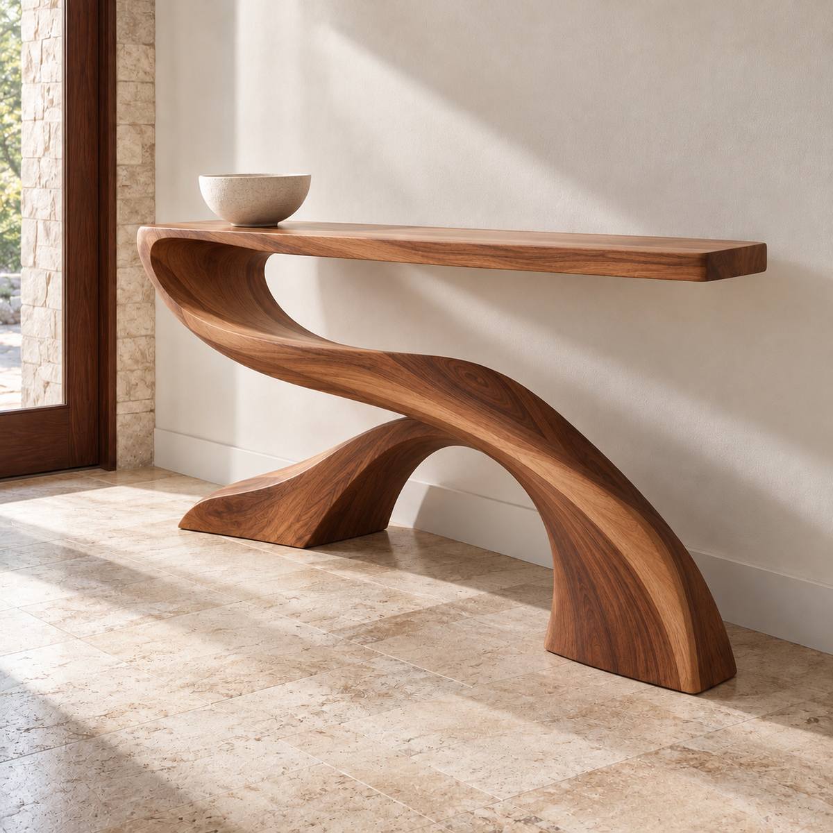 Solene Sculptural Solid Wood Console Table - Design 659 - original main view