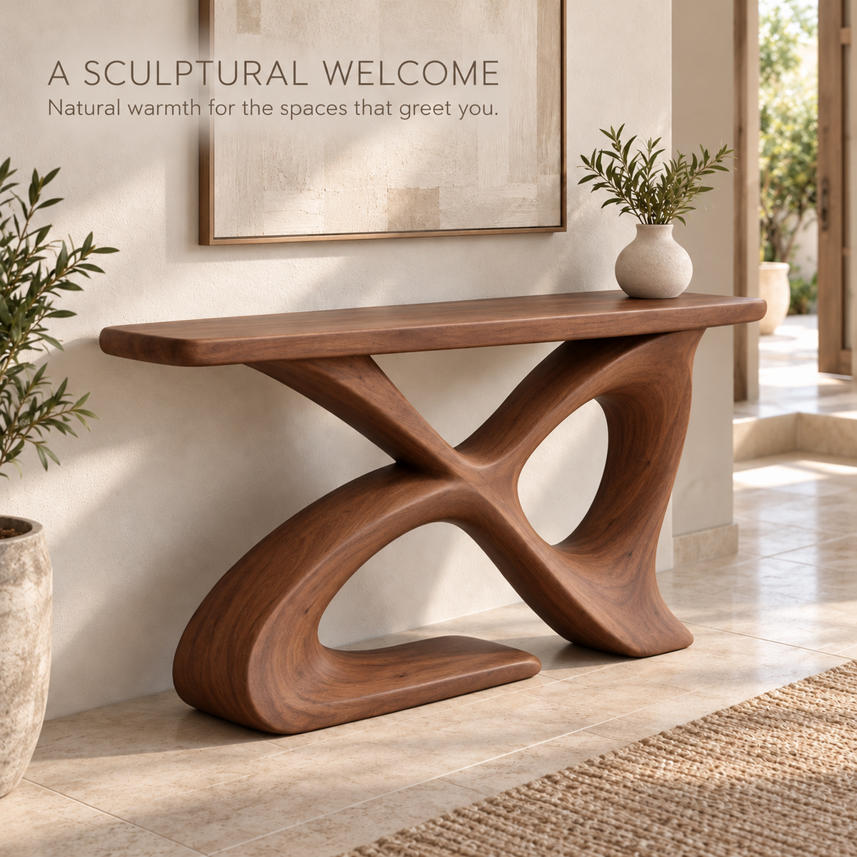 Avira Sculptural Solid Wood Console Table - Design 660 - product detail 1
