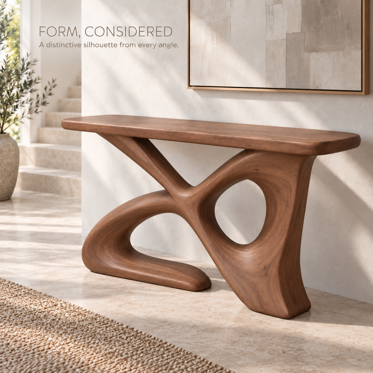 Avira Sculptural Solid Wood Console Table - Design 660 - product detail 2