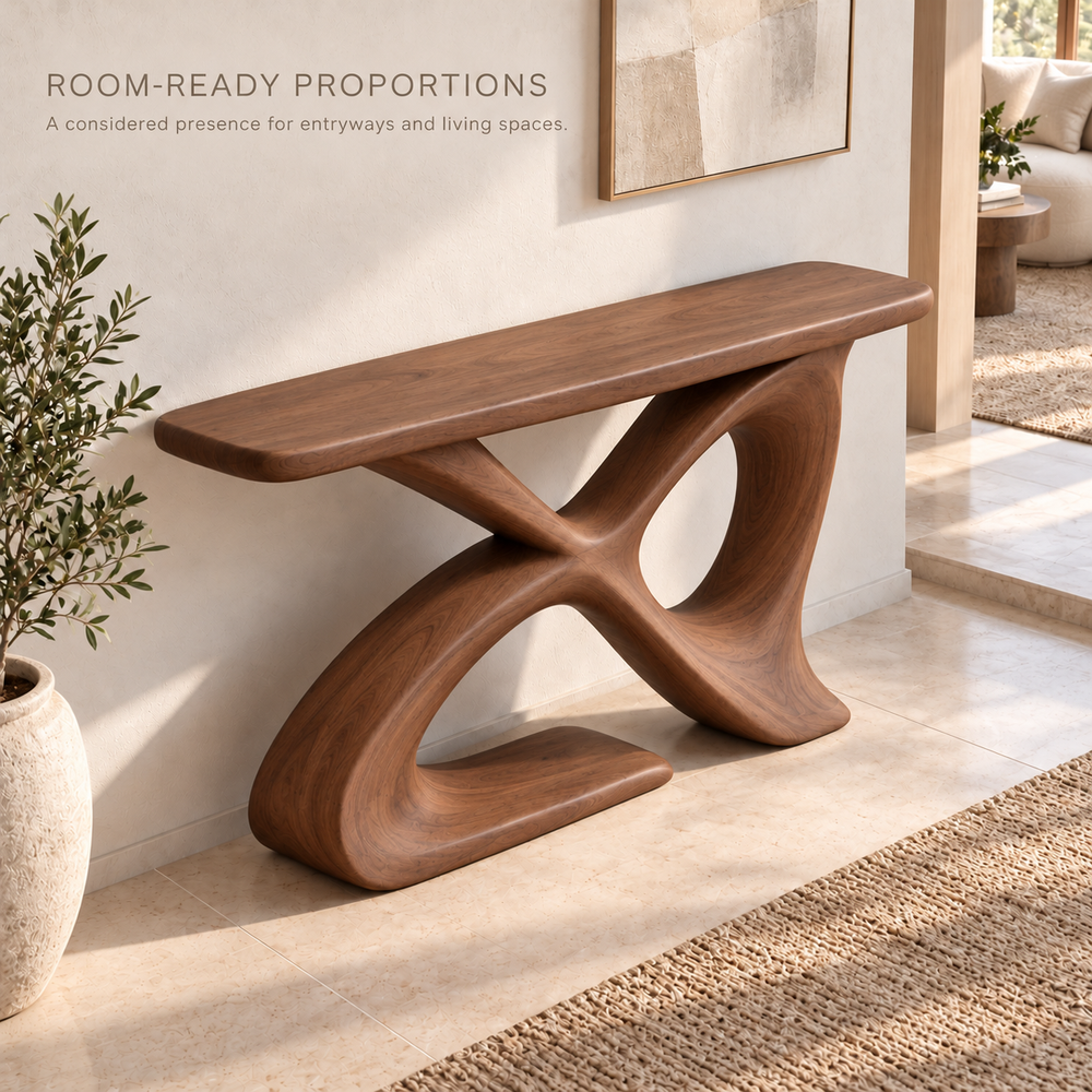 Avira Sculptural Solid Wood Console Table - Design 660 - product detail 3