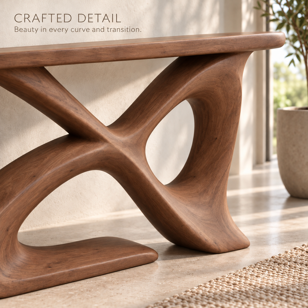 Avira Sculptural Solid Wood Console Table - Design 660 - product detail 5
