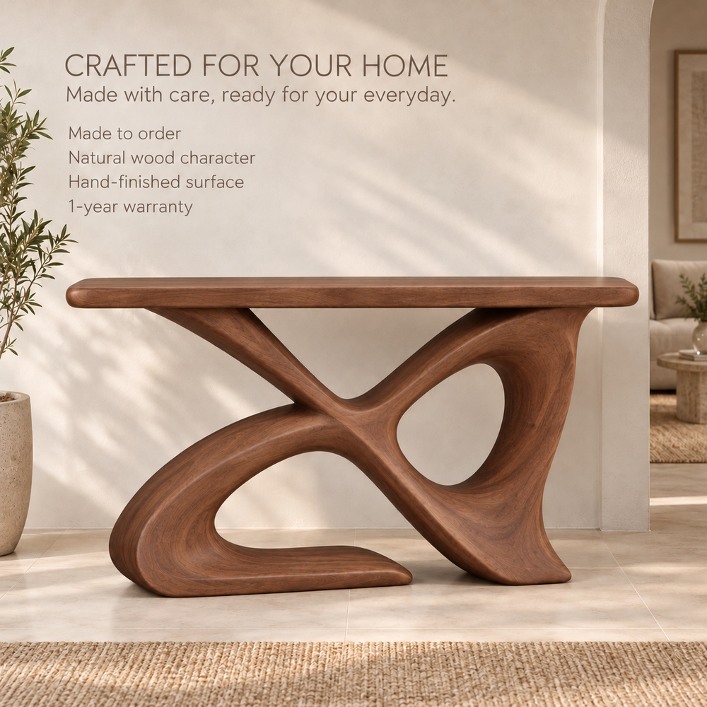 Avira Sculptural Solid Wood Console Table - Design 660 - product detail 8
