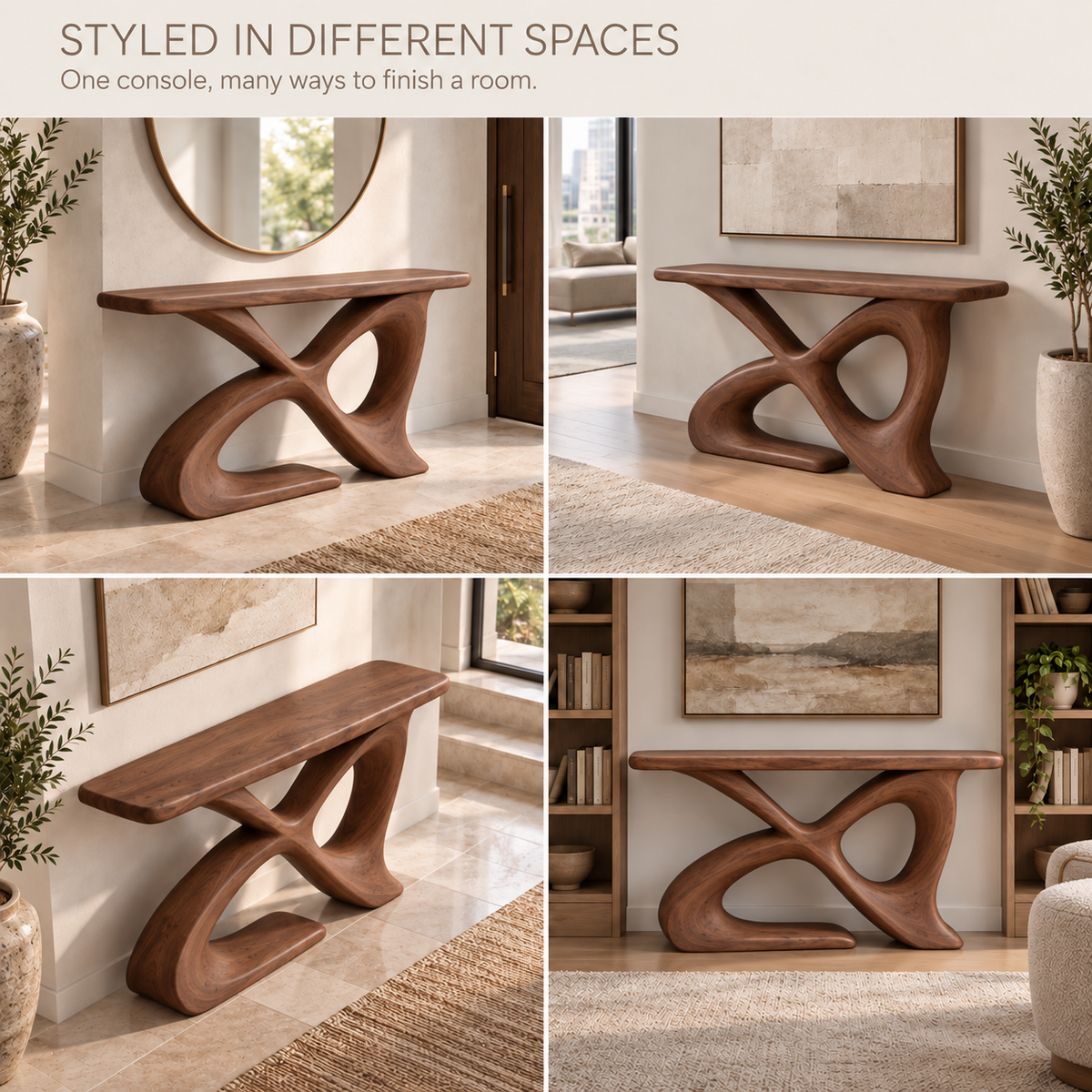 Avira Sculptural Solid Wood Console Table - Design 660 - product detail 9