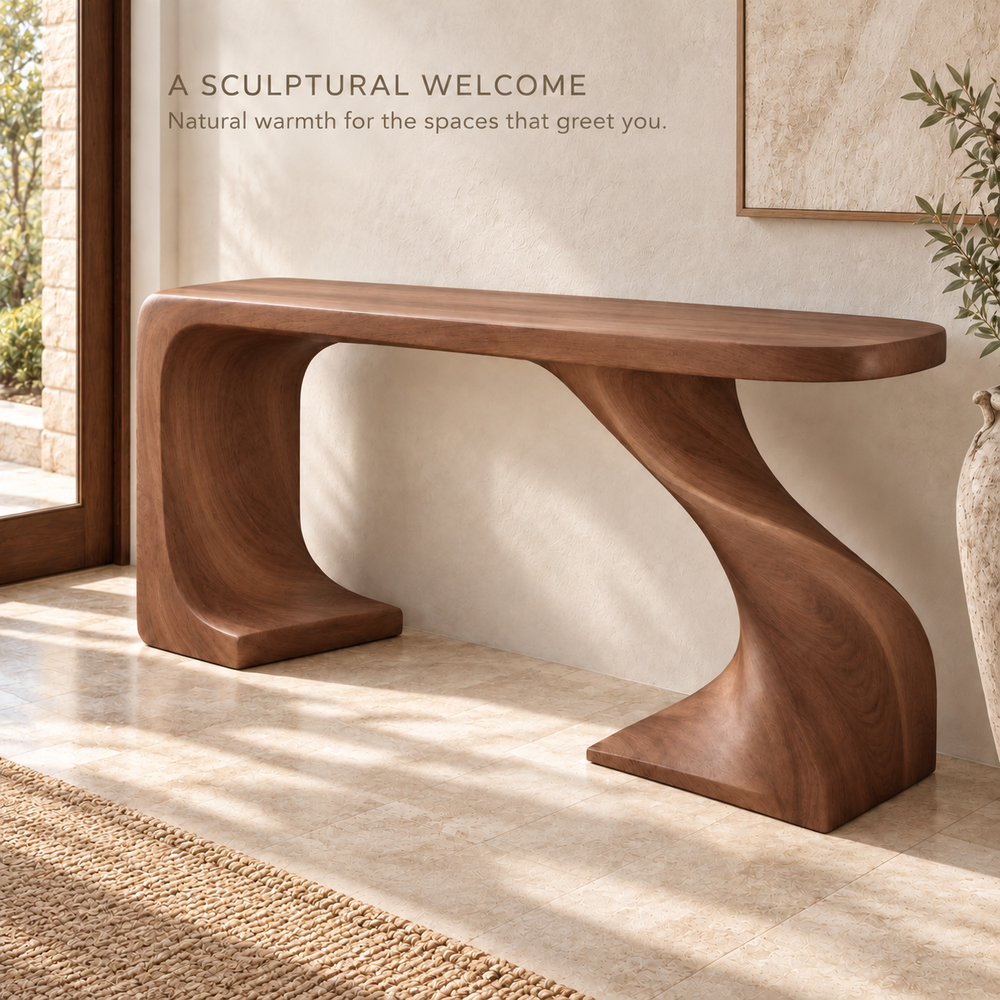 Lorien Sculptural Solid Wood Console Table - Design 661 - product detail 1