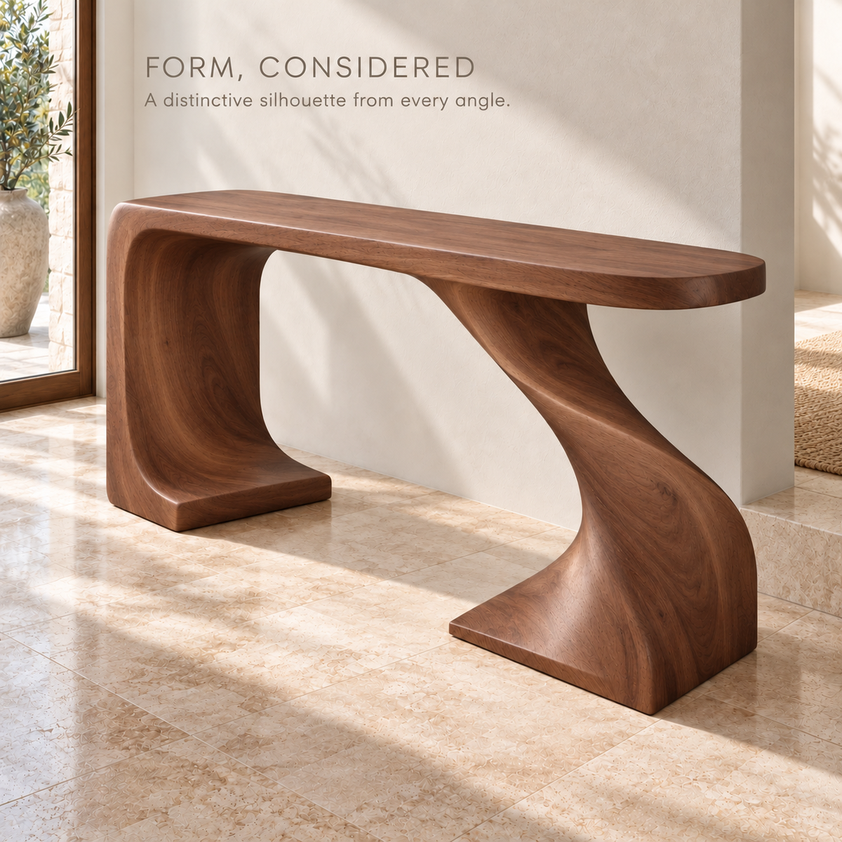 Lorien Sculptural Solid Wood Console Table - Design 661 - product detail 2
