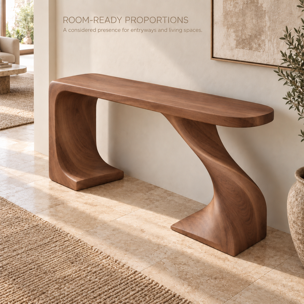 Lorien Sculptural Solid Wood Console Table - Design 661 - product detail 3