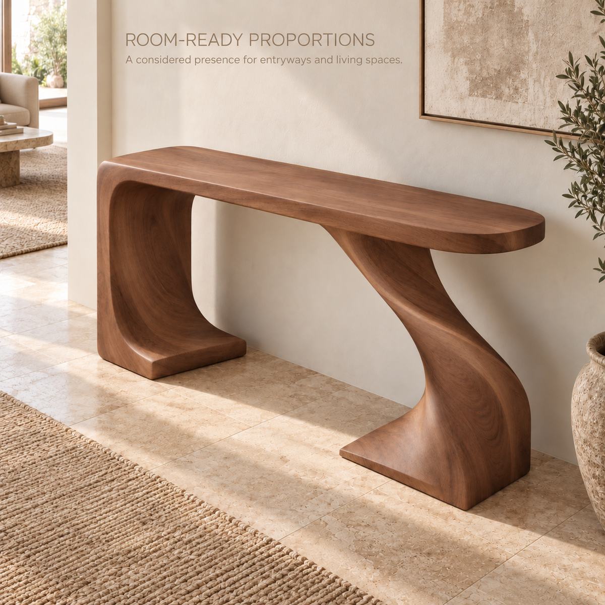 Lorien Sculptural Solid Wood Console Table - Design 661 - product detail 3