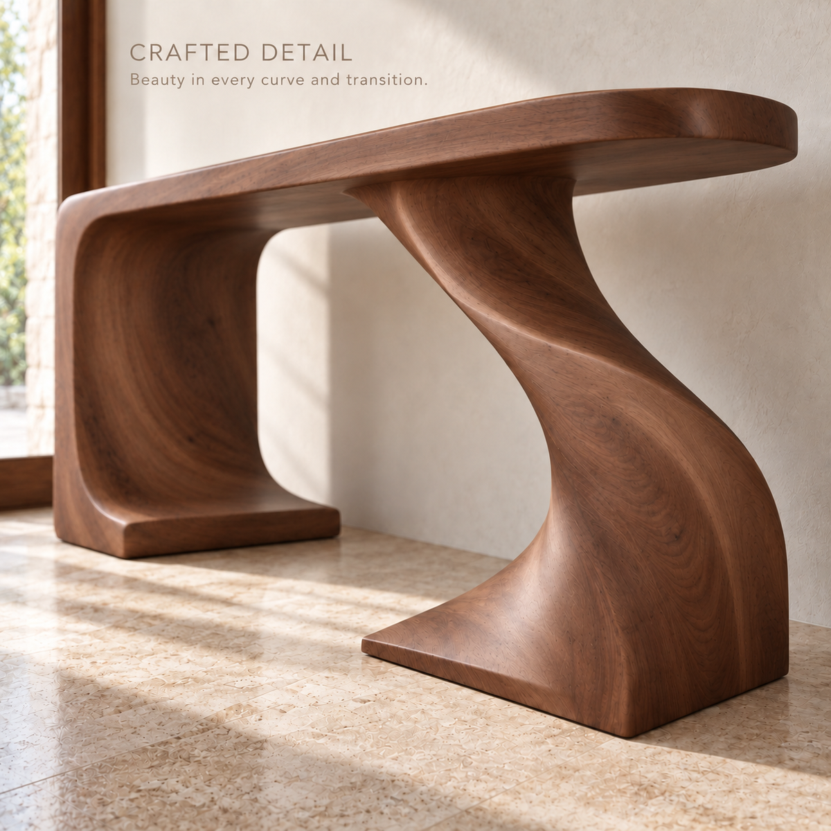 Lorien Sculptural Solid Wood Console Table - Design 661 - product detail 5