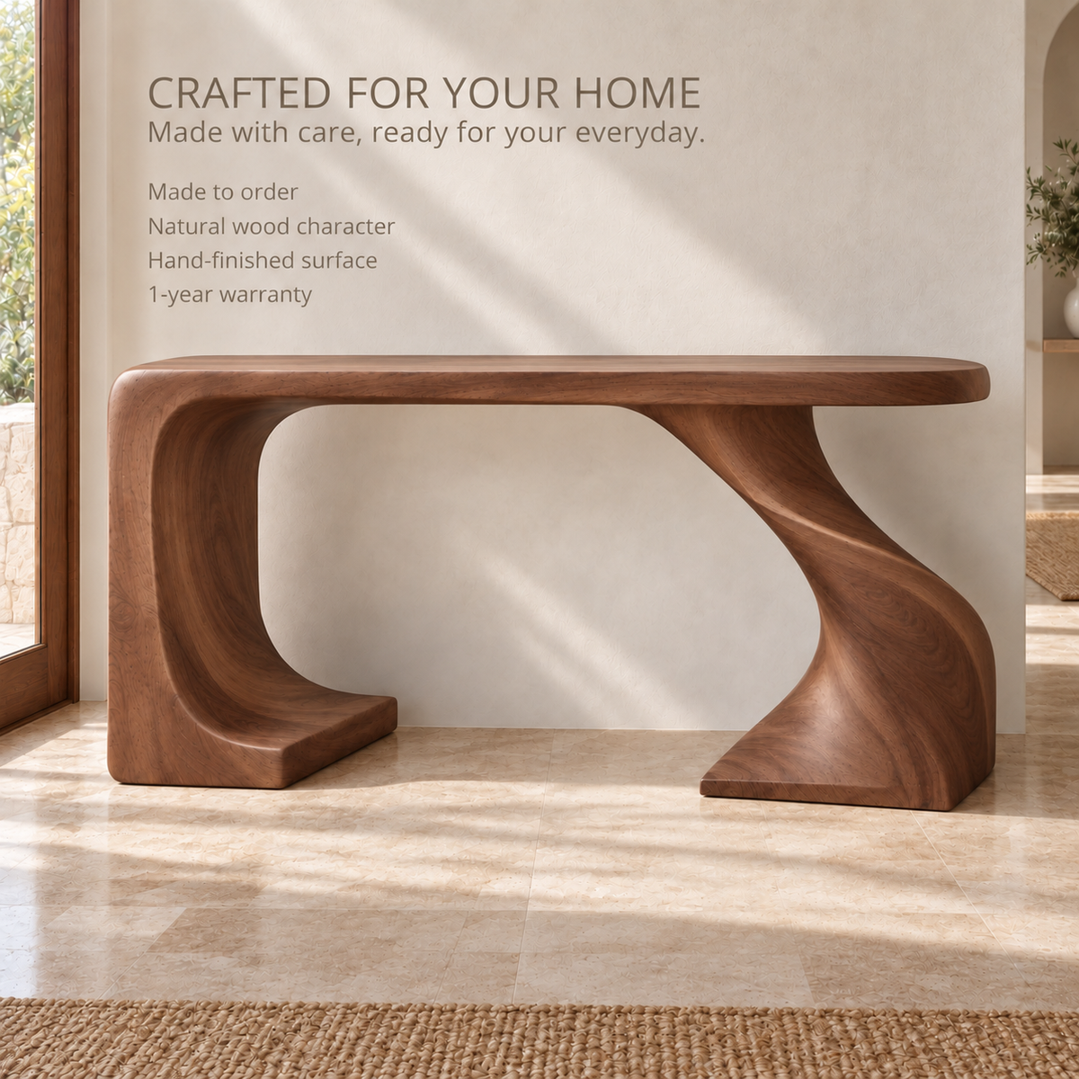 Lorien Sculptural Solid Wood Console Table - Design 661 - product detail 8