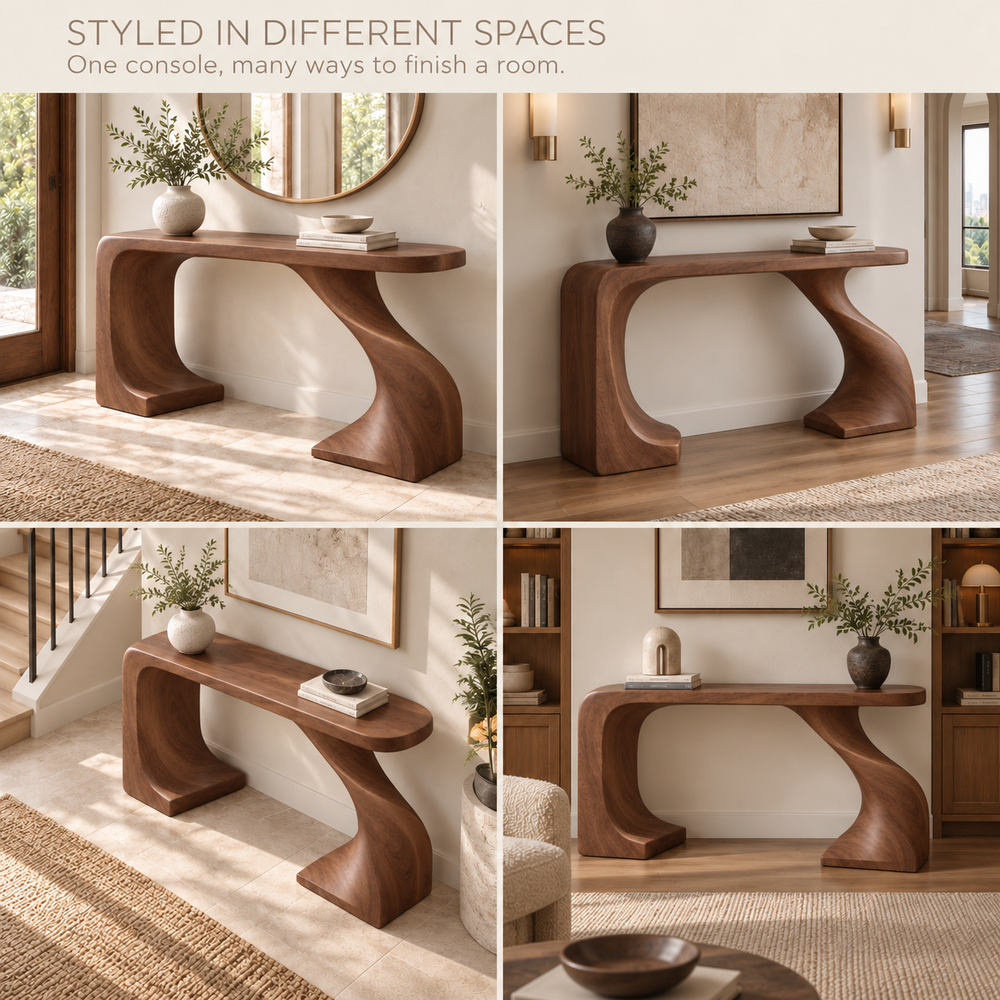Lorien Sculptural Solid Wood Console Table - Design 661 - product detail 9