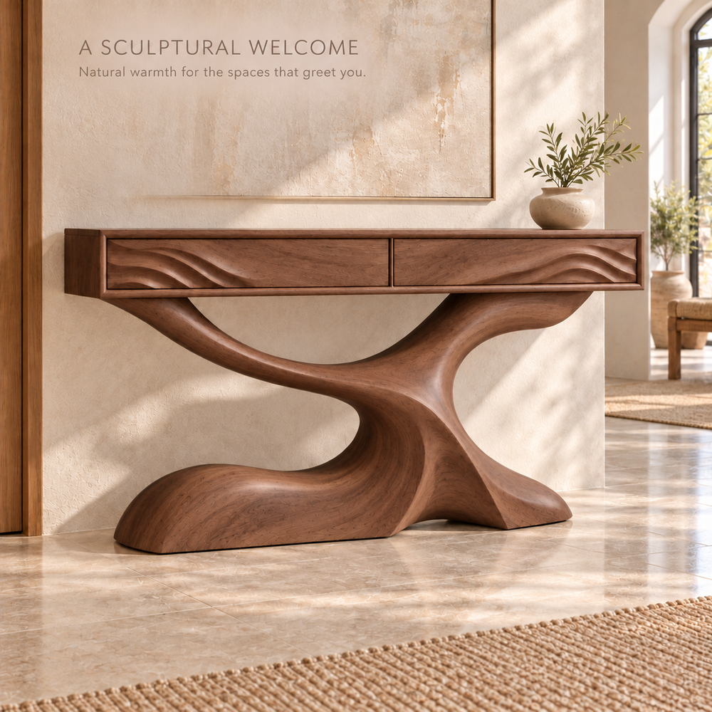 Cassian Sculptural Solid Wood Console Table - Design 662 - product detail 1
