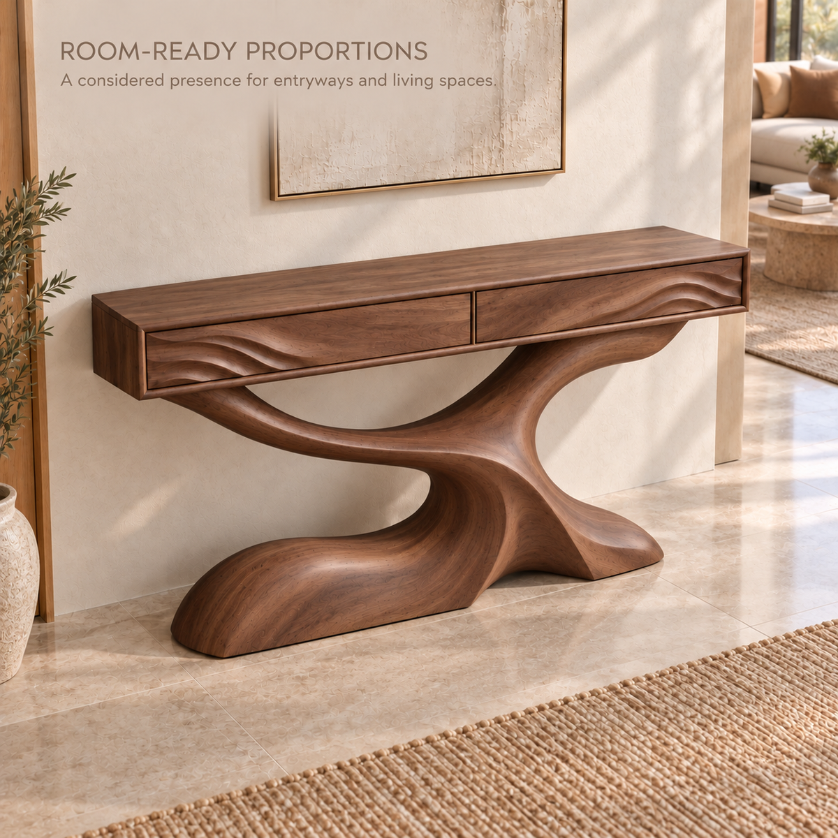 Cassian Sculptural Solid Wood Console Table - Design 662 - product detail 3