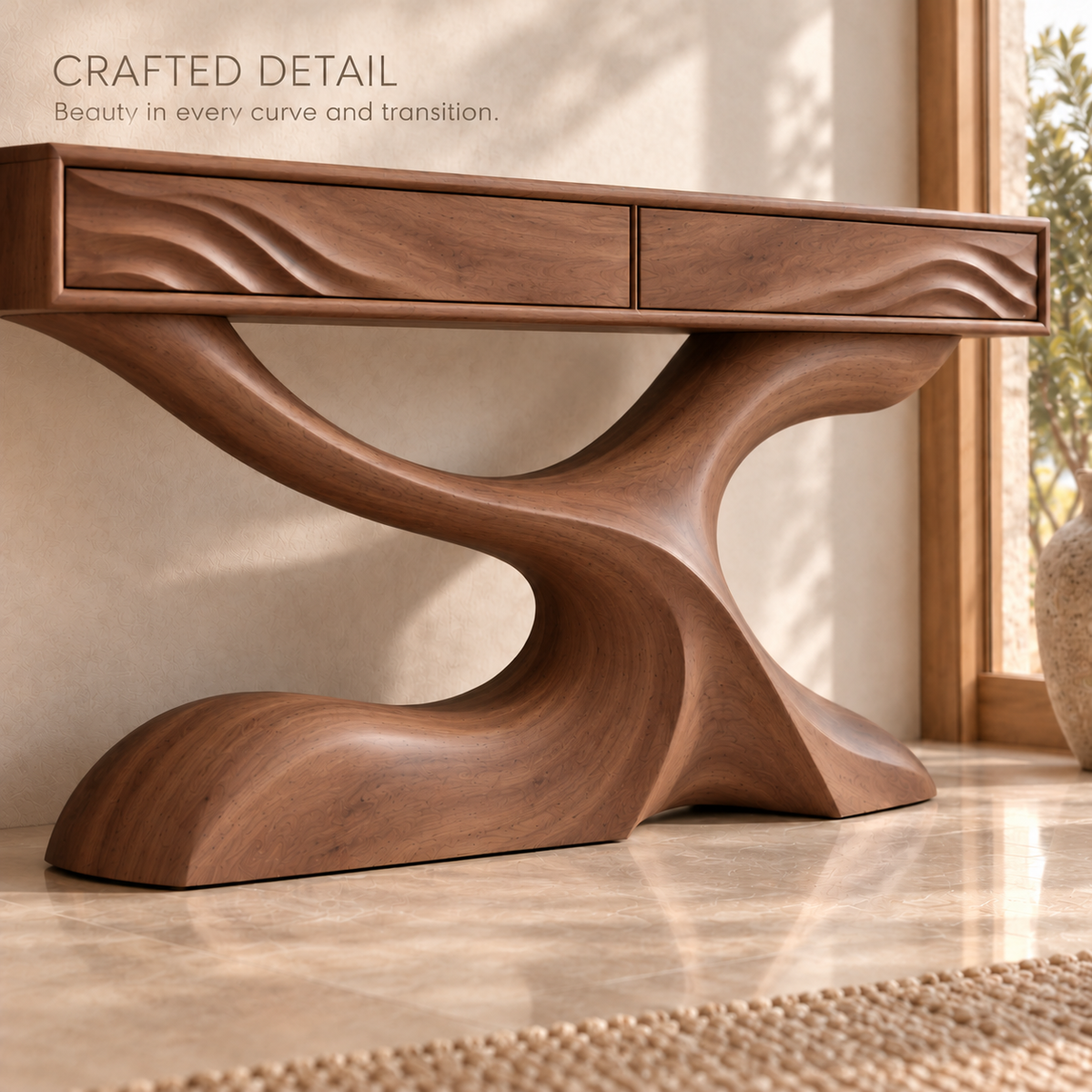 Cassian Sculptural Solid Wood Console Table - Design 662 - product detail 5