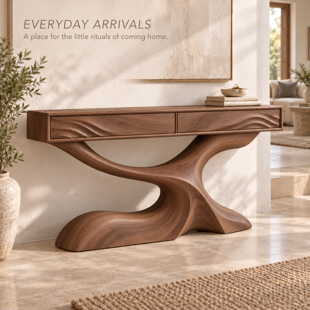 Cassian Sculptural Solid Wood Console Table - Design 662 - product detail 6