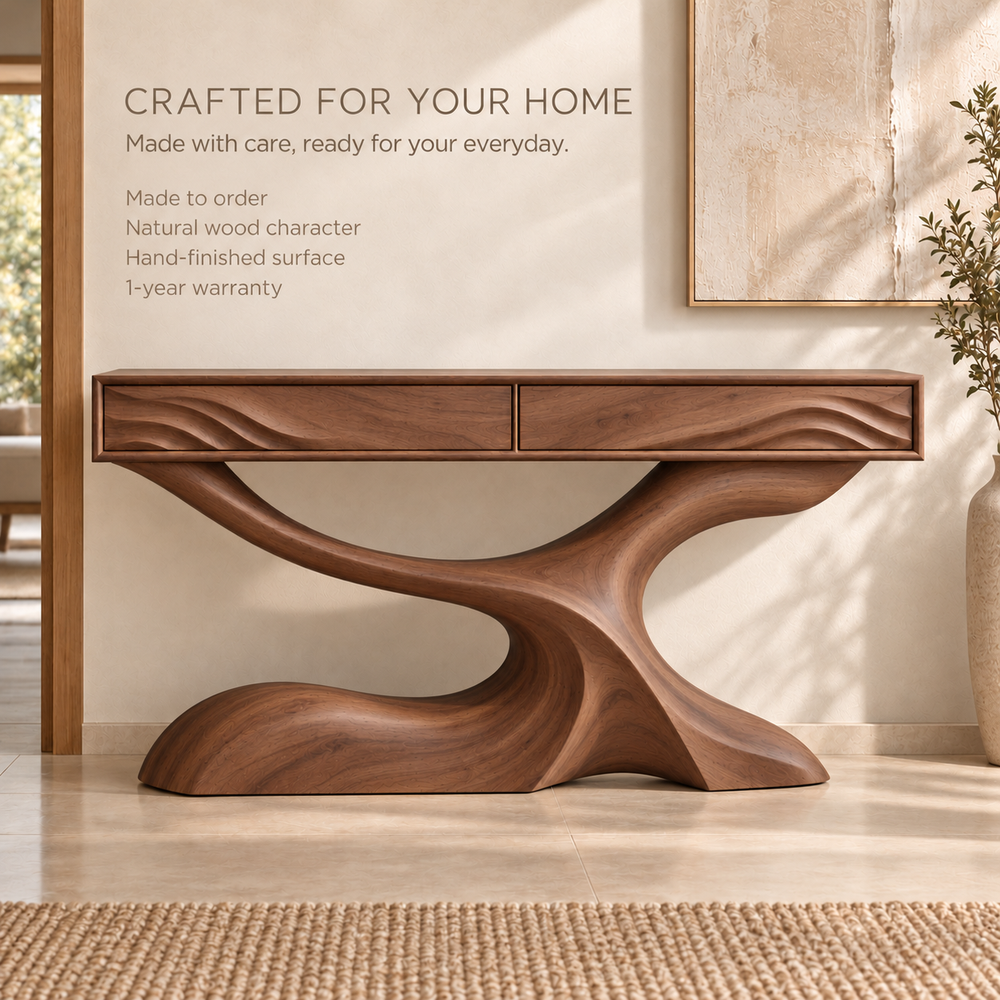 Cassian Sculptural Solid Wood Console Table - Design 662 - product detail 8