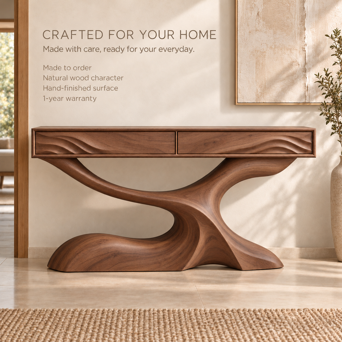 Cassian Sculptural Solid Wood Console Table - Design 662 - product detail 8