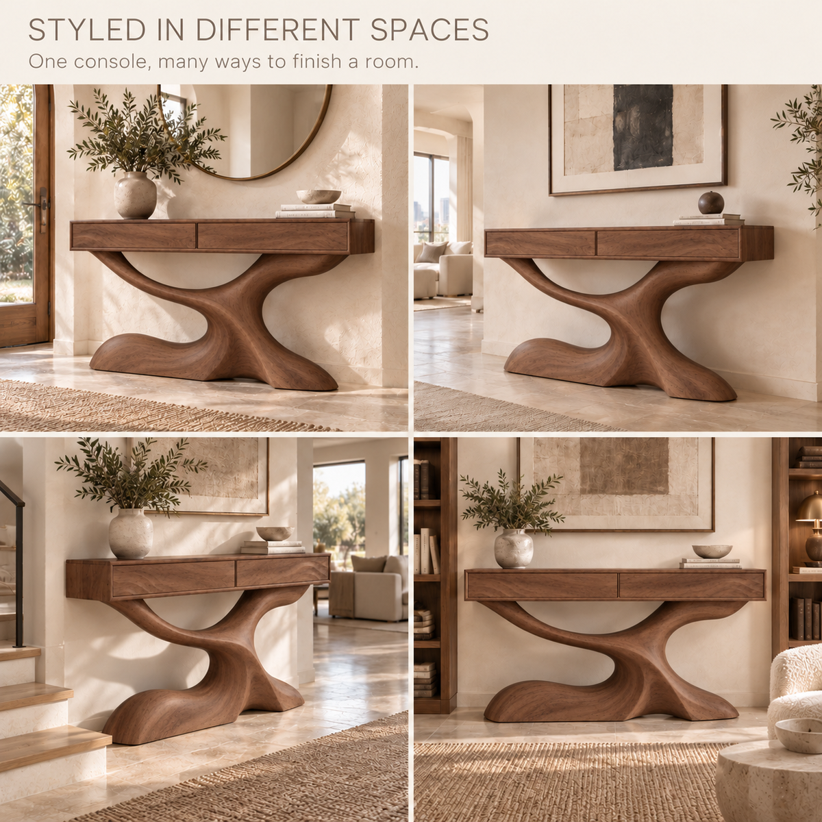 Cassian Sculptural Solid Wood Console Table - Design 662 - product detail 9