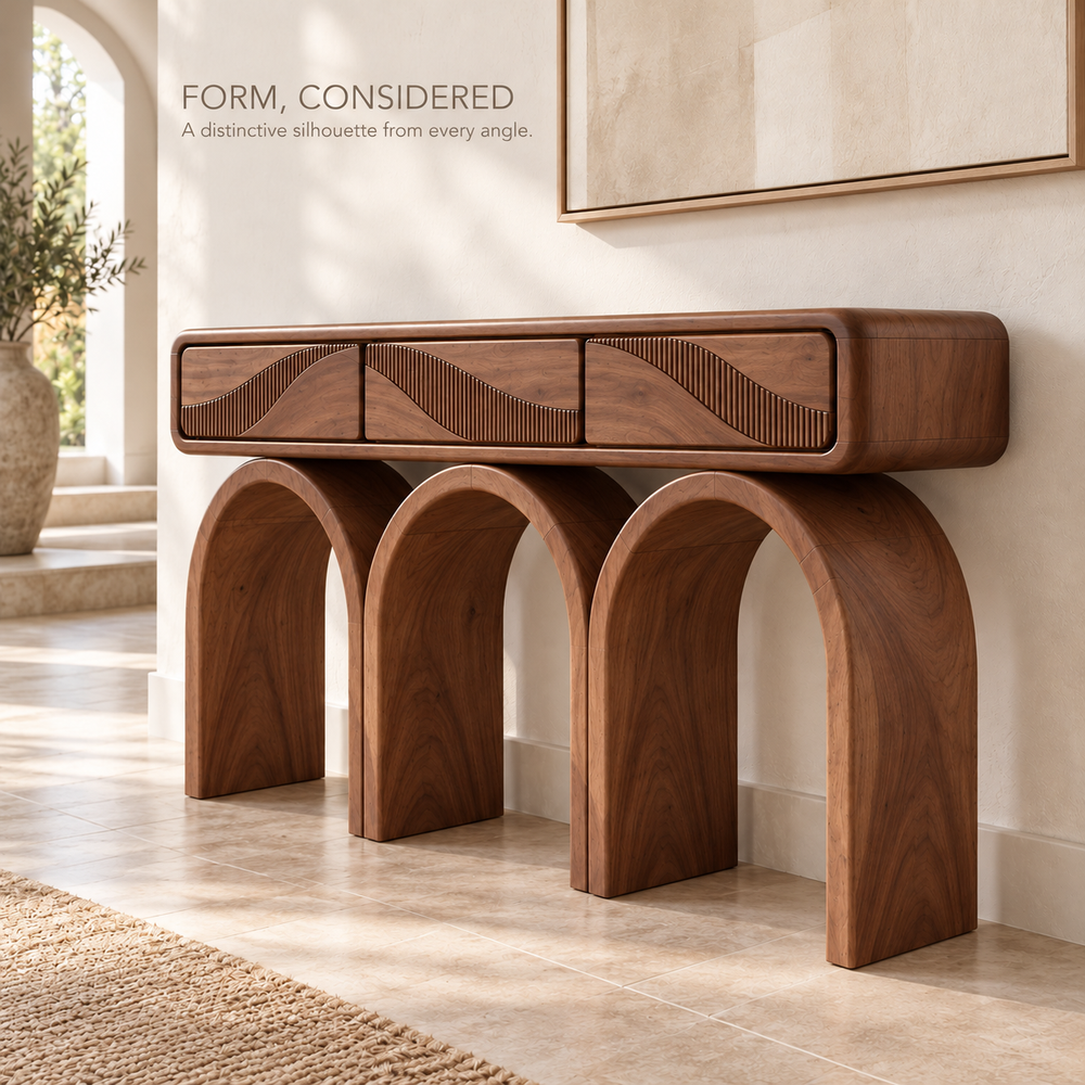 Evren Sculptural Solid Wood Console Table - Design 663 - product detail 2