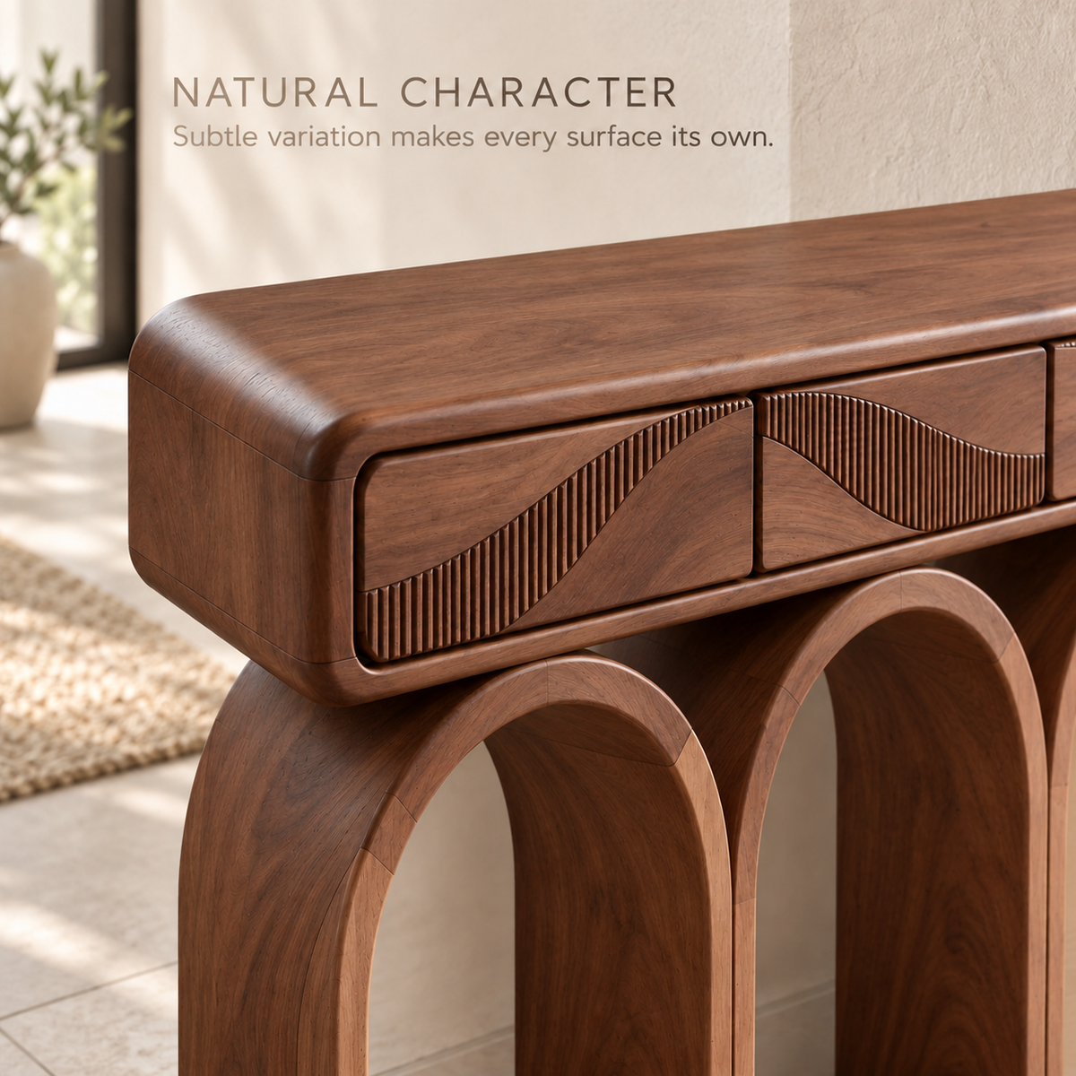 Evren Sculptural Solid Wood Console Table - Design 663 - product detail 4