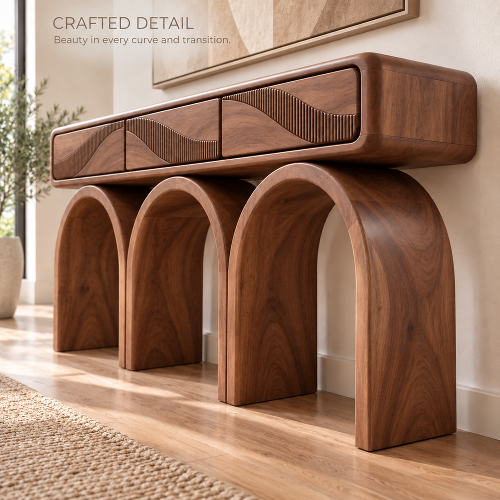 Evren Sculptural Solid Wood Console Table - Design 663 - product detail 5