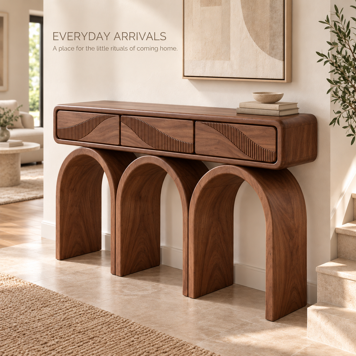 Evren Sculptural Solid Wood Console Table - Design 663 - product detail 6