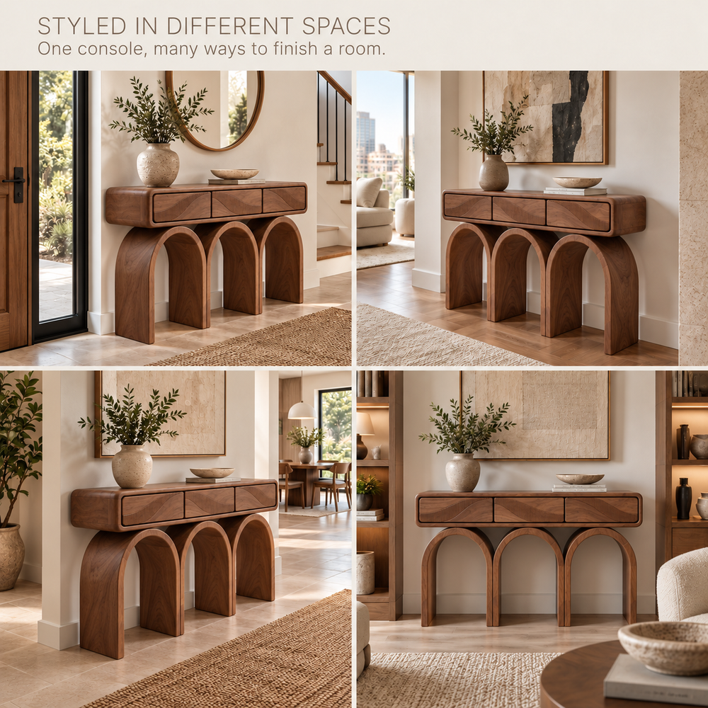 Evren Sculptural Solid Wood Console Table - Design 663 - product detail 9