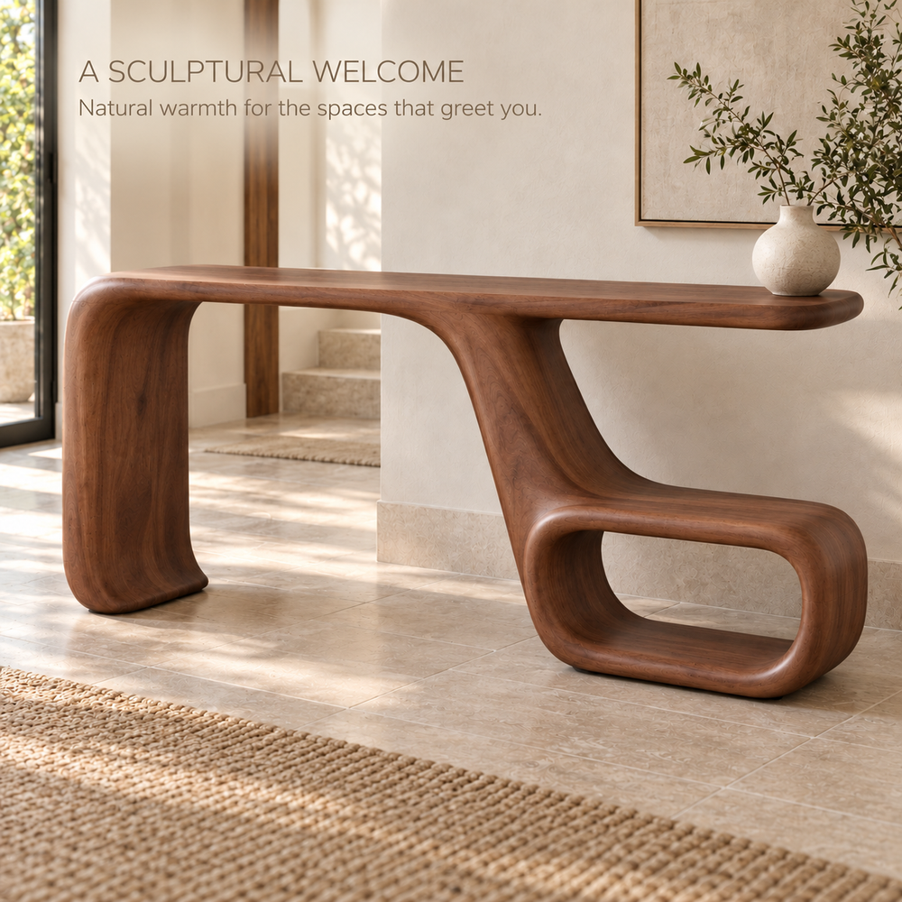 Noelle Sculptural Solid Wood Console Table - Design 664 - product detail 1