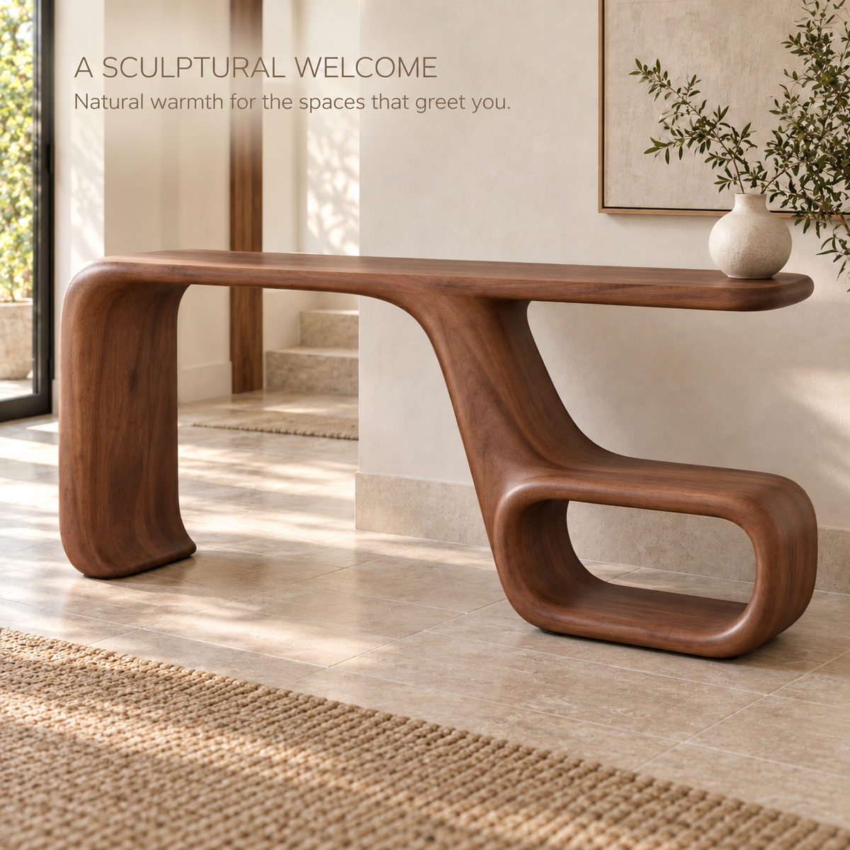 Noelle Sculptural Solid Wood Console Table - Design 664 - product detail 1